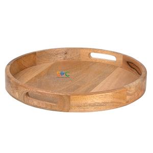 Bandeja de madera Natural hecha a mano, bandeja de servicio de madera - Product Image 5