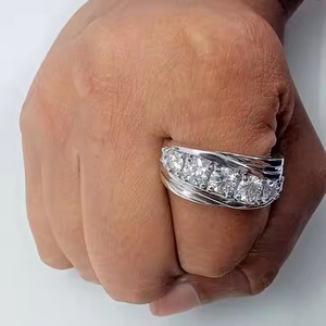 Original Moissanite Fine <b>Ring</b> <b>for</b> <b>Men</b> 925 Silver Engagement Wedding Anniversary Gift <b>for</b> Father Brother or Husband - Product Image 6