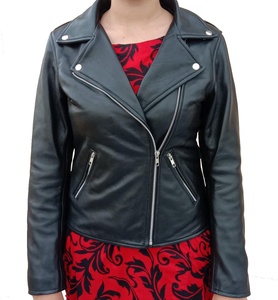 Nouveauté Veste en cuir de mouton véritable de haute qualité pour femmes, col montant à carreaux, coupe-vent, écologique et respirant - Product Image 1