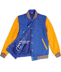 Nueva chaqueta bomber de béisbol clásica de moda para hombre, prendas de vestir de invierno con logotipo frontal de cuello levantado de tela de lona - Product Image 5