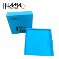 Boîtes à tiroirs bleues personnalisées Huamao OEM avec ruban, boîtes à tiroirs coulissantes en papier pour petits cadeaux et emballages artisanaux