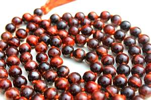 Collar con cuentas de GEMA de alta calidad, collar con borla de Mala, para roario, oración, Ojo de Tigre, tibetano, 108 cuentas - Product Image 5