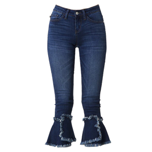 กางเกงยีนส์เดนิมผู้หญิงไซส์ใหญ่สำหรับฤดูหนาว เอวสูง ทรงสกินนี่ขาบาน ยืดได้ ซักล้างแล้ว แฟชั่นลำลอง สตรีทแวร์ ทันสมัย สีน้ำเงิน - Product Image 4