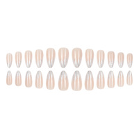 A073 Sweet Girl Blush – Faux ongles à presser en poudre libre, 24 pièces, ultra fins, sans couture, détachables, vente en gros
