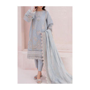 RM Trendy Attire Mujeres paquistaníes vestidos Casual Wear Kattan seda 3 piezas vestido con volante dupatta entrega en todo el mundo - Product Image 1