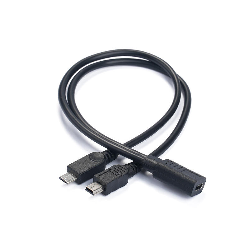 สายเคเบิลคู่ชนิด C สีดำตัวเมียถึงไมโคร5P ตัวผู้ + มินิ5P ตัวผู้