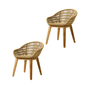 Chaise moderne et élégante en rotin et osier avec pied en bois, chaise de salle à manger, matériau écologique pour restaurant et hôtel - Product Image 3