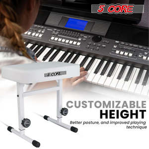 5 Core Keyboard <b>Bench</b> 3 Padded <b>Cushioned</b> Piano Stool Height Adjustable Guitar Seat Folding Portable - Product Image 6
