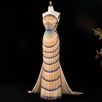 Robe de soirée sirène Jancember LSZ656 avec un design unique à volants dégradés et des perles, avec une jupe superposée