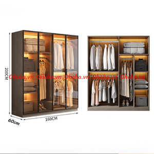 Armario con puertas de cristal Ohaha con luces LED integradas - Product Image 4