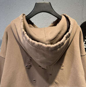 Oem personalizado lavado invierno Sudadera con capucha sin cuerdas de gran tamaño francés Terry sudaderas hombres Vintage desgastado 100% algodón Sudadera con capucha - Product Image 5