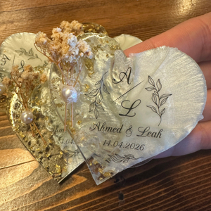 Imanes de Resina Epoxi Dorados Personalizados para Recuerdos de Boda, Corazón, Redondos, Florales, para Despedida de Soltera, Fiesta de Compromiso, Regalos para Invitados - Product Image 1
