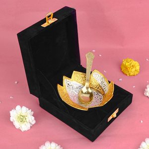El mejor diseño indio atractivo y único en relieve de latón arena fundido chapado en oro cuenco para servir con caja de terciopelo de lujo decoración del hogar - Product Image 4