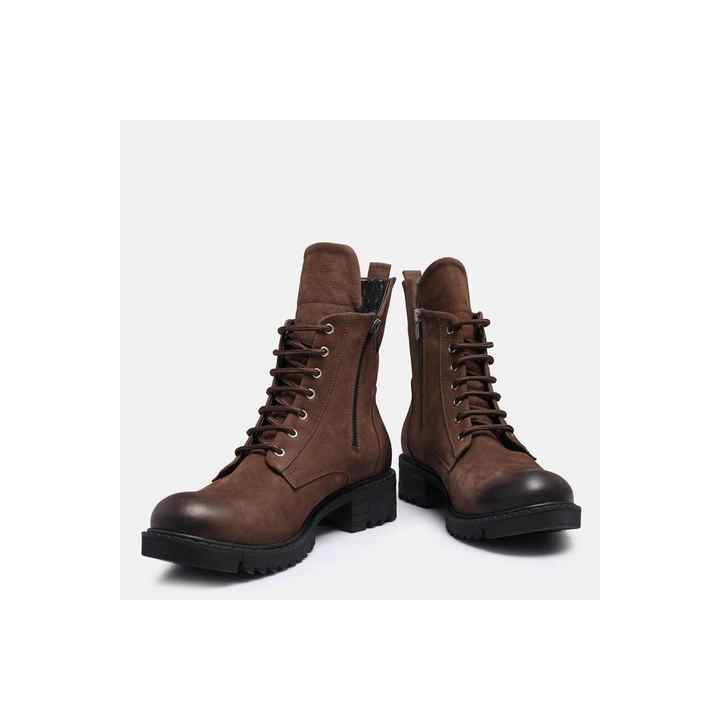 Large Size Women's Boots Genuine Nubuck Leather Brown 41-42-43