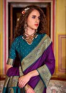 Sari de seda suave de diseñador indio pakistaní, vestido de boda de estilo tejido Zari, vestido de novia de estilo tradicional - Product Image 3