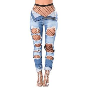 Jean en denim bleu délavé coupe droite pour homme, séchage rapide, respirant, décontracté d'été avec braguette zippée pour grands et corpulents - Product Image 1