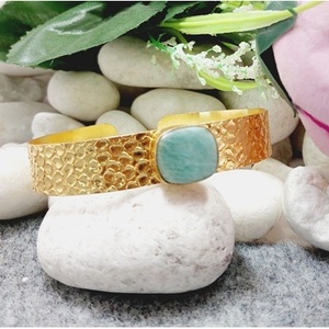 Pulseras de Amazonita con Baño de Oro en Latón, Accesorio de Moda - Product Image 1