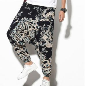 Pantalon de jogging décontracté pour homme, taille plus, uni, en polyester, pour l'hiver, jambe large, entrejambe tombant, taille élastique, respirant - Product Image 3