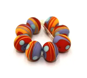 Cuentas de cristal mate redondas hechas a mano de Murano y cuentas de cristal rojo lavanda amarillo azul para pendientes fabricación de joyas VISHAL BEADS HANDICRAFT - Product Image 3