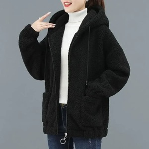 Jersey con cremallera de versión coreana para mujer, chaqueta de peluche, nuevo estilo, Otoño/Invierno, forro polar grueso, ajuste Regular, 100% algodón - Product Image 4