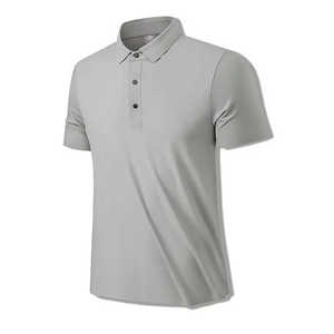 Personnalisé pour hommes Premium pour Polo sans couture glace soie éponge tissu à manches courtes haut de fitness avec coupe ample motif solide - Product Image 1
