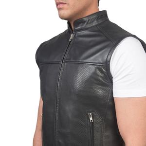 Chaleco de cuero sin mangas para hombre personalizado, chaqueta, abrigo de invierno con diseño sin cuello y logotipo de moda, accesorio de moda de gran oferta - Product Image 1