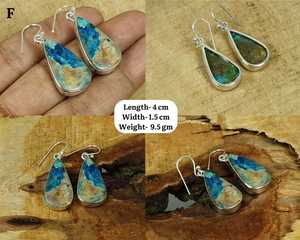 Boucles d'oreilles pendantes en argent sterling 925 avec chrysocolle, cadeau tendance pour mariage et fête, bijoux élégants faits à la main en pierre naturelle - Product Image 6
