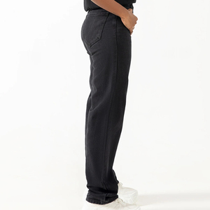 <b>Black</b> Comfortable Regular Fit <b>Women's</b> Denim Jeans Winter 100% Cotton Breathable Eco-Friendly Outdoor Casual Drawstring Mid Waist - Product Image 3