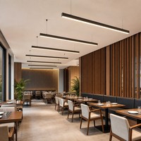 Lampe suspendue linéaire LED en aluminium de 1200 mm pour salle à manger de restaurant, lumière de plafond chaude dimmable 3000K