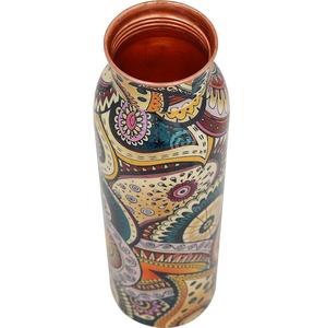 Bouteille en cuivre pur imprimé de haute qualité avec couvercle inspiré de l'Ayurveda 1 litre cadeaux occasionnels pour anniversaire anniversaire de noël - Product Image 5