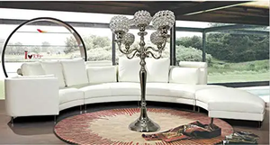 Candelabros de lujo Portavelas con cuentas de cristal Elegante para mesa de comedor de café y decoración del hogar - Product Image 2