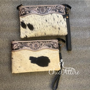 Cartera de mano de cuero tallado a mano, cartera de mano de cuero genuino, Cartera de cuero occidental, cartera elegante única para mujer - Product Image 1