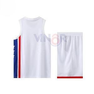 Directo fabricante personalizado impreso azul baloncesto uniforme sin mangas camisa sudadera pantalones de chándal sublimación técnica Logo - Product Image 4