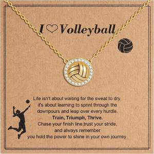 Ожерелье с подвесками в виде мячей для волейбола, футбола, баскетбола, пиклбола для женщин и девушек, спортивные кулоны, ювелирные украшения, подарки для болельщиц на день игры - Product Image 3