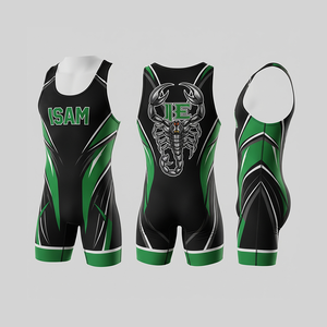 Singlet de lutte personnalisé de qualité supérieure imprimé par sublimation, durable, respirant, extensible, confortable, 100% polyester, unisexe adulte - Product Image 1