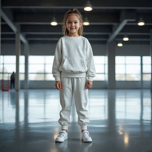 Chándal con cremallera OEM para niñas, ropa deportiva para correr, conjuntos de dos piezas, chaquetas y pantalones de chándal transpirables con cremallera para niños, sudaderas para niñas - Product Image 3