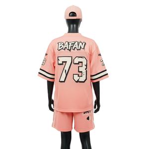 Ensemble short de football pour femmes, haute qualité, maille polyester GSM, toucher doux, couleur pêche, logo personnalisé par transfert thermique, ensembles pour femmes 100% coton - Product Image 2