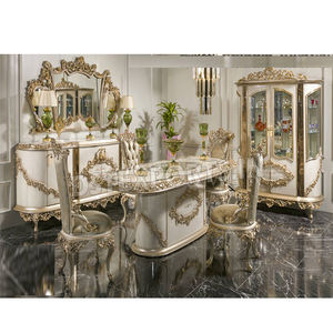 Juego de mesa de comedor tallada a mano italiana de lujo por DST Exports Mesa y sillas de comedor de estilo rumano Mesa de comedor de diseño italiano - Product Image 1