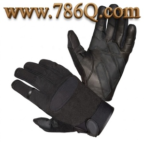 Guantes tácticos de cuero de supervivencia al aire libre negros con guantes de manejo protectores de goma - Product Image 1