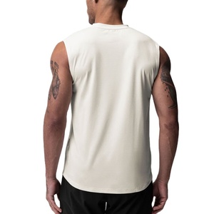 Débardeur long pour homme 100 % polyester respirant, séchage rapide, anti-boulochage, extensible, coupe jersey, design vierge, grammage lourd - Product Image 2