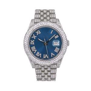 นาฬิกาสแตนเลสสไตล์ฮิปฮอปสุดหรูหน้าปัดเพชร VVS Moissanite หน้าปัด36มม. เส้นผ่าศูนย์กลางการเคลื่อนไหวควอทซ์น้ำแข็ง - Product Image 4