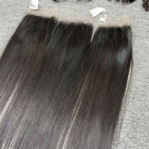 Fermeture cheveux naturels vierges un donneur droite Machine Double trame Non-Remy cheveux vierges de haute qualité 100% cheveux humains toutes les couleurs - Product Image 4