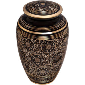 Urnas de cremación de cenizas humanas de Color negro y dorado, forma redonda, suministros funerarios para adultos, urnas de cenizas grandes de la mejor calidad - Product Image 3
