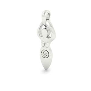 Collier unisexe en argent sterling massif 925 plaqué rhodium avec pendentif déesse religieuse de la fertilité en zircon cubique de 25 mm et chaîne de 18 pouces - Product Image 6