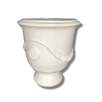 Pot de fleurs en fibre de verre de luxe, grand récipient décoratif de jardin, style urne classique, décoration de plantes et de fleurs pour patio extérieur