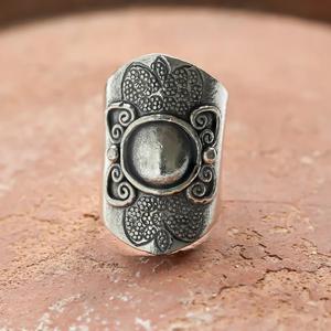 Sterling Silver Flower Pattern Oxidized <b>Statement</b> <b>Ring</b> Adjustable Size Tribal Handmade Artisan Jewelry for Women Boho Ethnic - Product Image 4