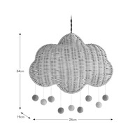 Plafonnier en forme de nuage en rotin naturel, abat-jour en rotin et bambou avec pompons