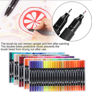 Chine <span class=keywords><strong>bon</strong></span> 120 couleurs aquarelle Double meilleur <span class=keywords><strong>feutre</strong></span> noir double pointe pinceau coloriage peinture dessin Permanent croquis marqueur stylo ensemble - Product Image 3