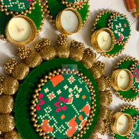Ensemble de rangoli traditionnel en bois fait main avec porte-bougie chauffe-plat, décoration Diwali, centre de table, cadeau de mariage, souvenir de fête