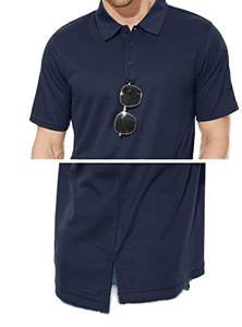 Polos negros clásicos para hombre con logotipo personalizado Tela de punto de secado rápido que absorbe la humedad Diseño sólido Ventilaciones laterales de manga corta - Product Image 4